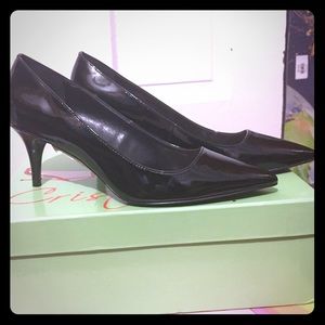 Black Patent Leather Kitten Heels